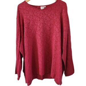 Cut Loose Embossed Paisley Wine Maroon Tunic Top Long Sleeve Women Size 3X
